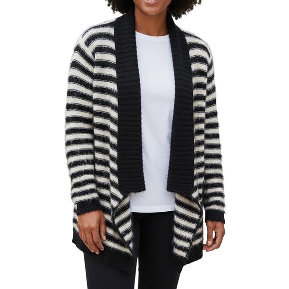 Anthropologie Pleione Striped Eyelash Open-Front Sweater NWT Large - Picture 1 of 16